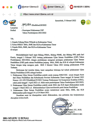 PENETAPAN USP TAHUN PELAJARAN 2021/2022