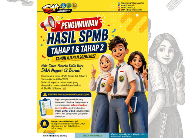 PENGUMUMAN HASIL SPMB TAHAP 1 & TAHAP 2 TAHUN AJARAN 2026/2027